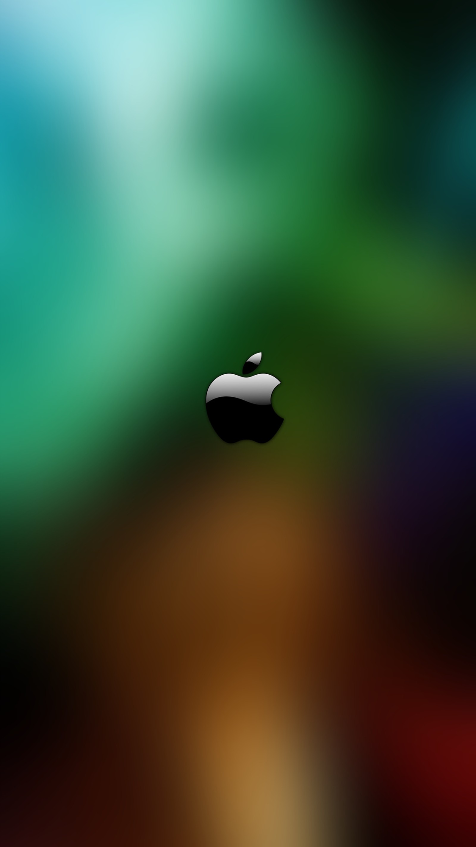 There is a blurry photo of an apple logo on a blurry background (apple, logo)