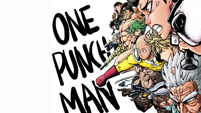 Мультфильм с кучей людей с лицом одного удара (one punch man, аниме, anime, металлическая бита, генос)