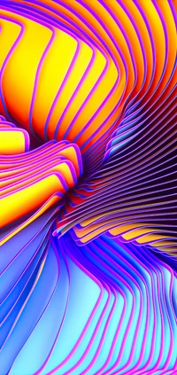 Vibrant Fractal Waves in Electric Blue and Magenta