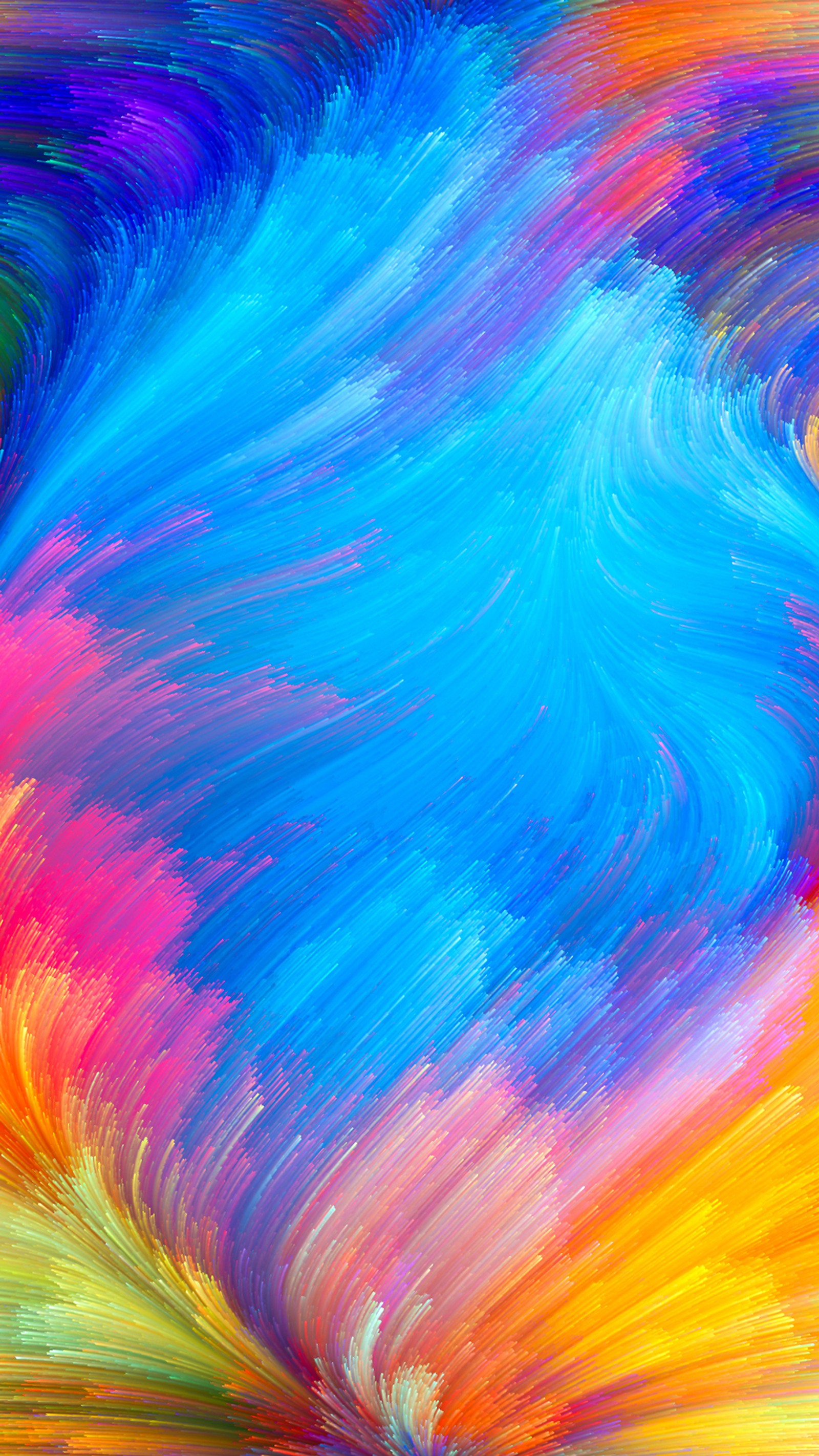 A close up of a colorful painting with a blue sky in the background (tecno, telephone, smartphone, colorfulness, purple)