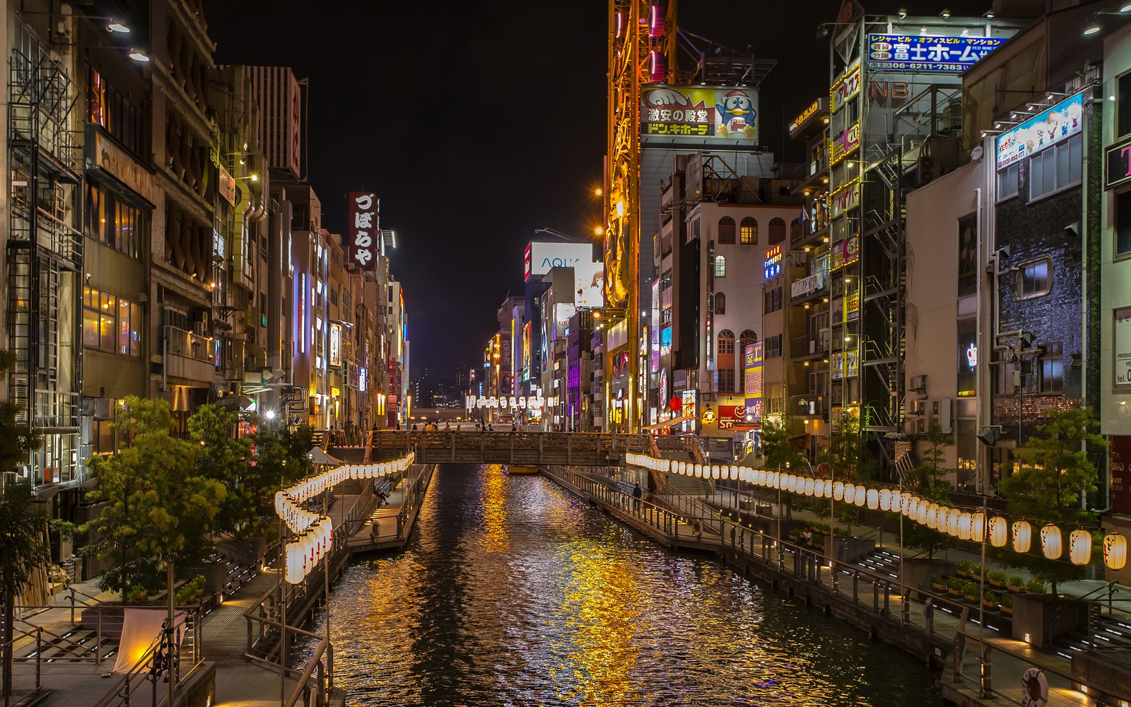 Скачать обои осака, osaka, замок осака, ночь, город