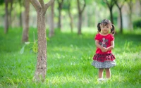 cuteness, green, child, nature, tree wallpaper