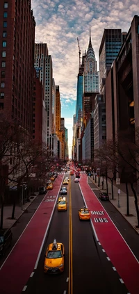 building, skyscraper, cars, light, cloud wallpaper