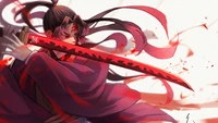 Yoriichi Tsugikuni wielding his katana, embodying the fierce spirit of Demon Slayer.