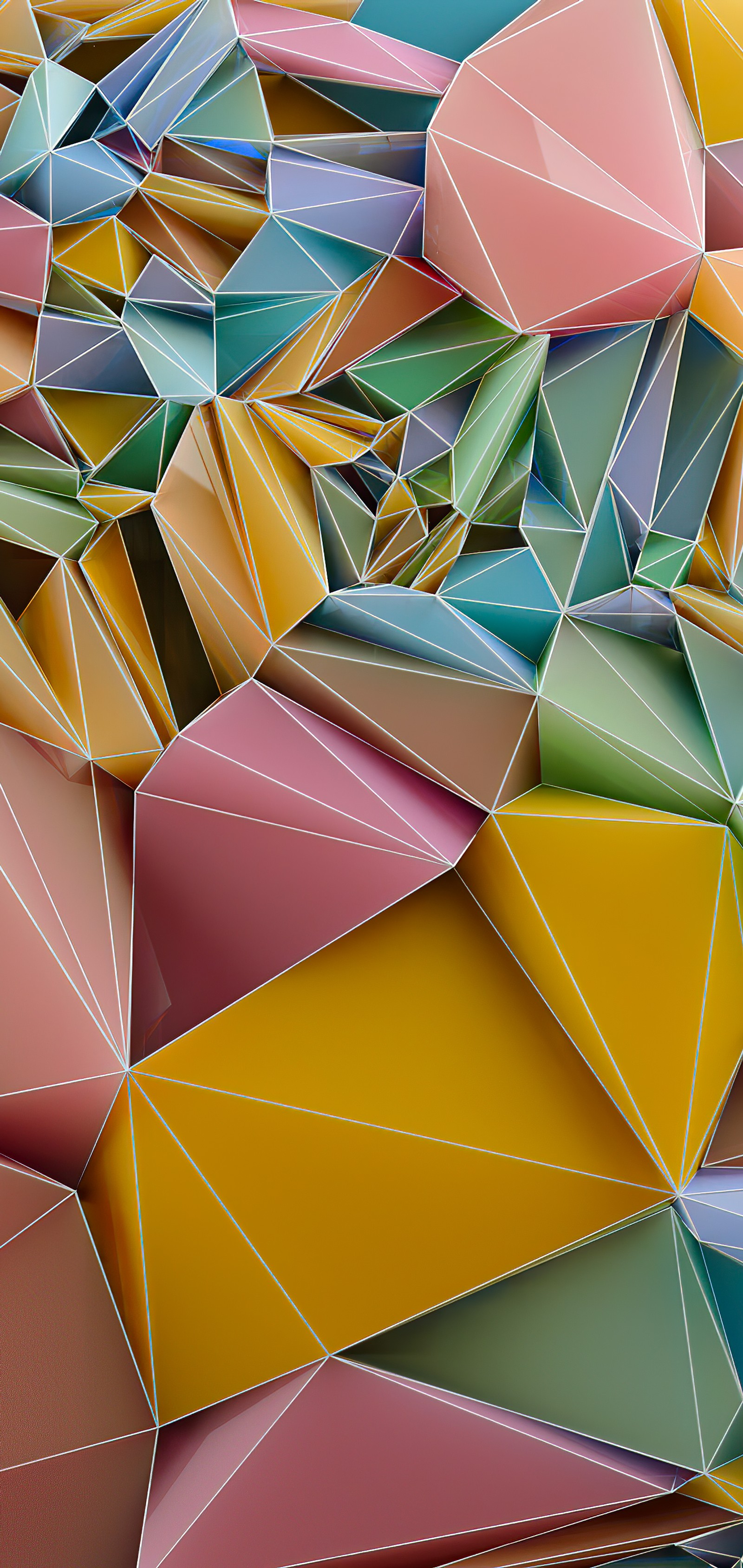 Formas de papel de origami coloridas estão empilhadas juntas (triângulo, arte digital, arte, ilustração, renderização)