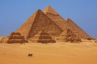 Great Pyramids of Giza: Ancient Wonders in the Desert Landscape