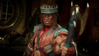 Nightwolf de Mortal Kombat 11, empuñando su hacha característica con feroz determinación.