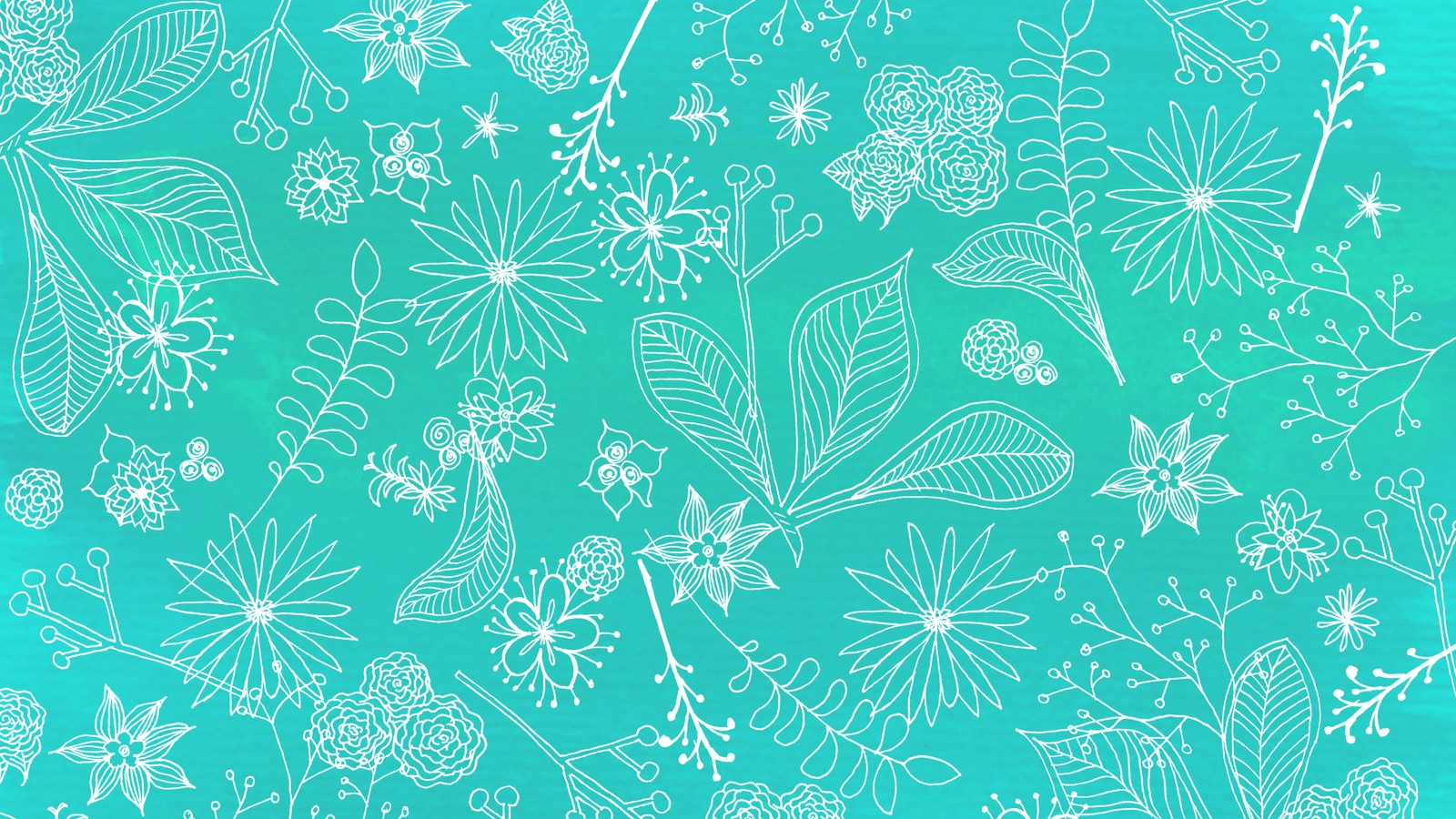 Un motif floral bleu et blanc sur fond vert (turquoise, motif, vert, feuille, ligne)