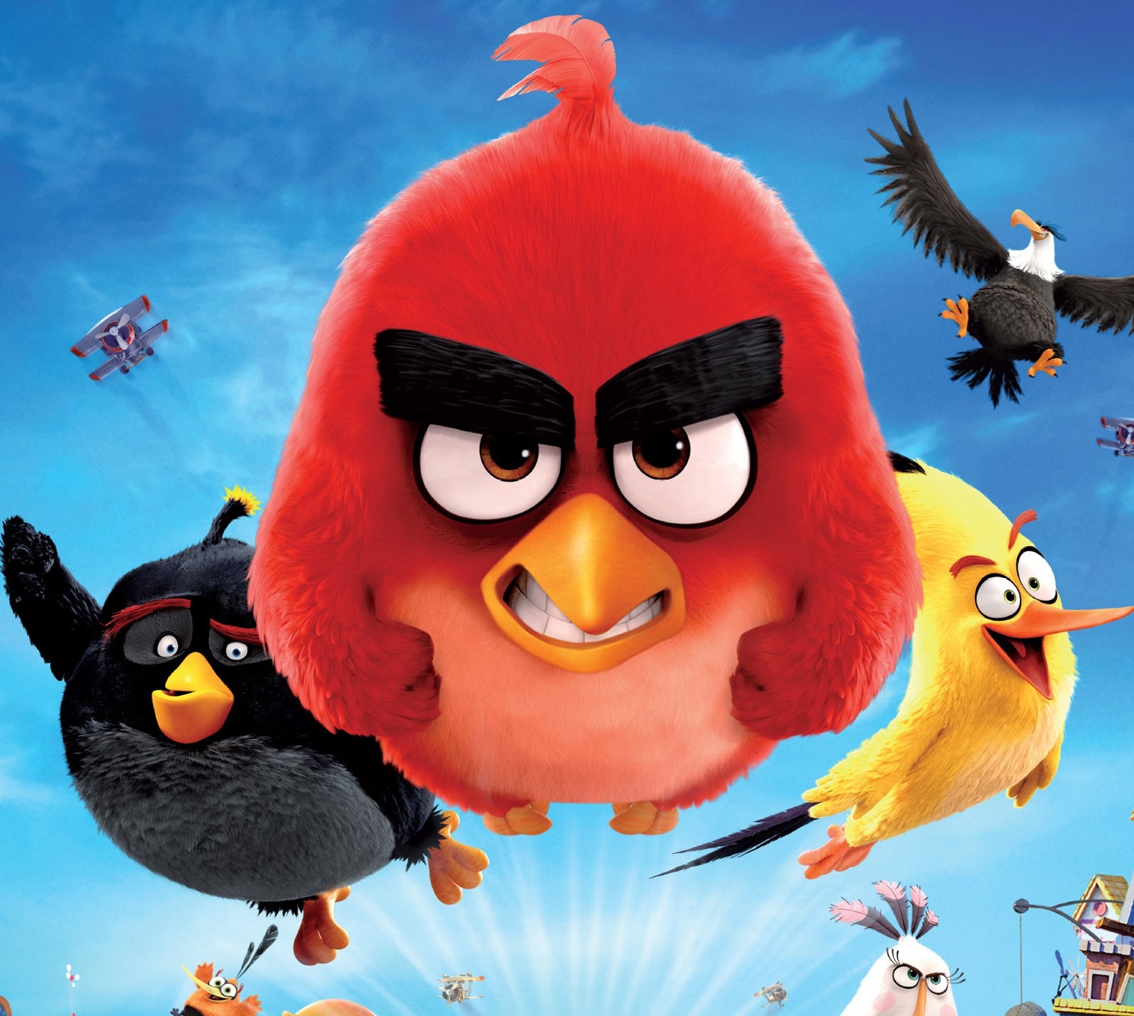 Póster de la película angry birds (angry birds, aves, rojo)