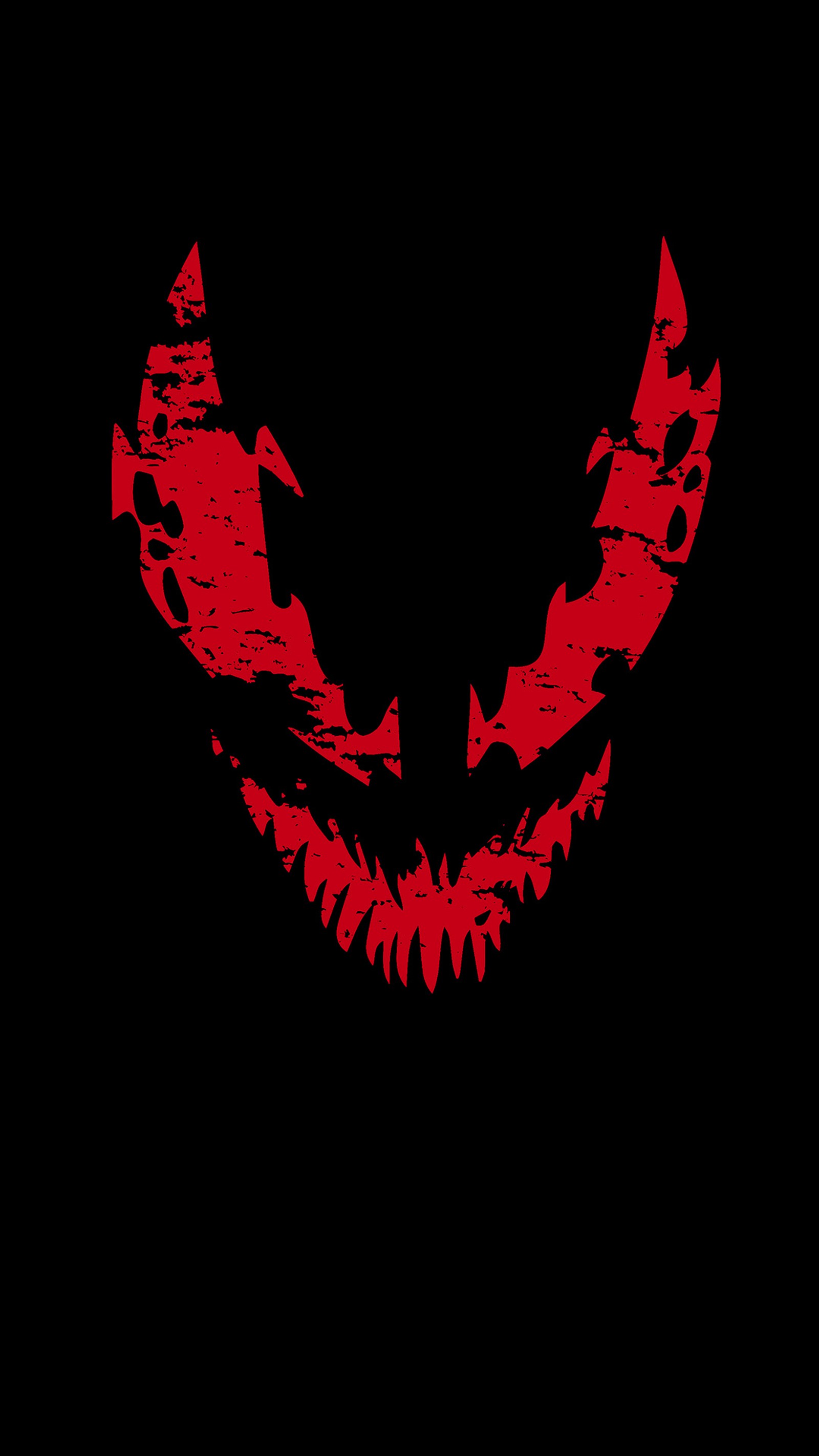 Un primer plano de un logotipo rojo y negro en un fondo negro (amoled, negro)