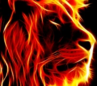 Abstract Fire Lion Portrait