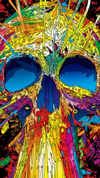 Vibrant Galactic Skull Art in Bold Colors