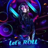 Vibrant DJ with Headphones in a Neon Atmosphere