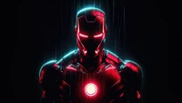 neon, iron man, amoled, black background, marvel superheroes wallpaper