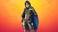 Torin, o Perseguidor Lateral de Fortnite, posicionado em um fundo vibrante e dinâmico.