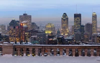 Paisaje urbano invernal del horizonte de la ciudad de Quebec