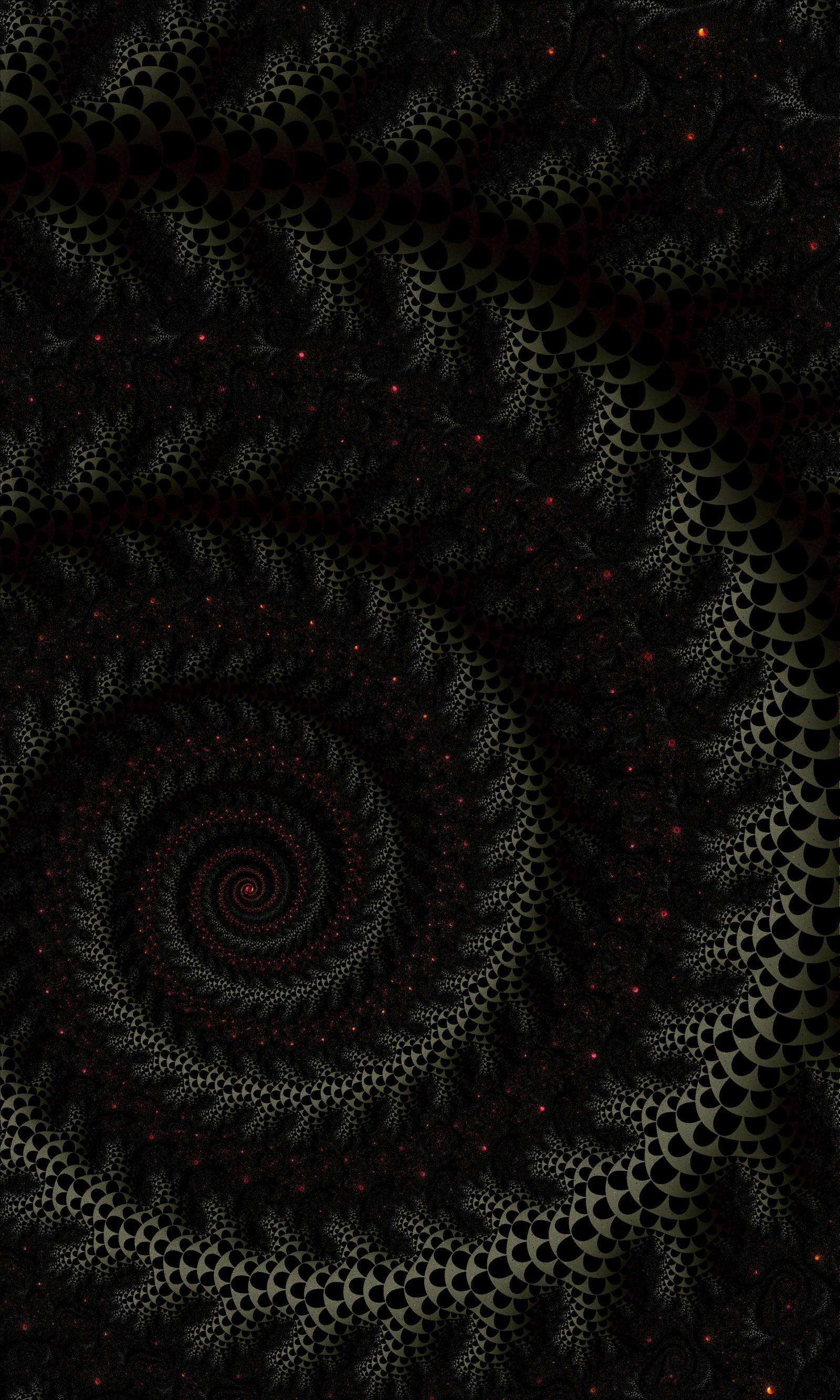 Descargar fondo de pantalla fractal, arte fractal, espiral, patrón, negro