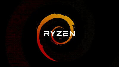 Темный абстрактный логотип AMD Ryzen на черном фоне