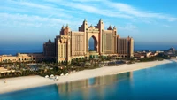 Stunning Coastal Cityscape Featuring the Iconic Atlantis Resort Against a Clear Blue Sky