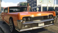 Sedán naranja personalizado en Los Santos de Grand Theft Auto V