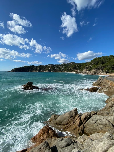 la côte, eau, nuage, roche, océan