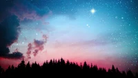 night, stars, starry, sky, scenery