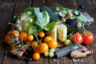 Cosecha fresca: Una exhibición vibrante de verduras locales y alimentos naturales