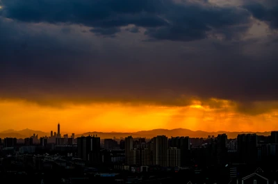 nuage, nuit, coucher de soleil, crépuscule, zone urbaine