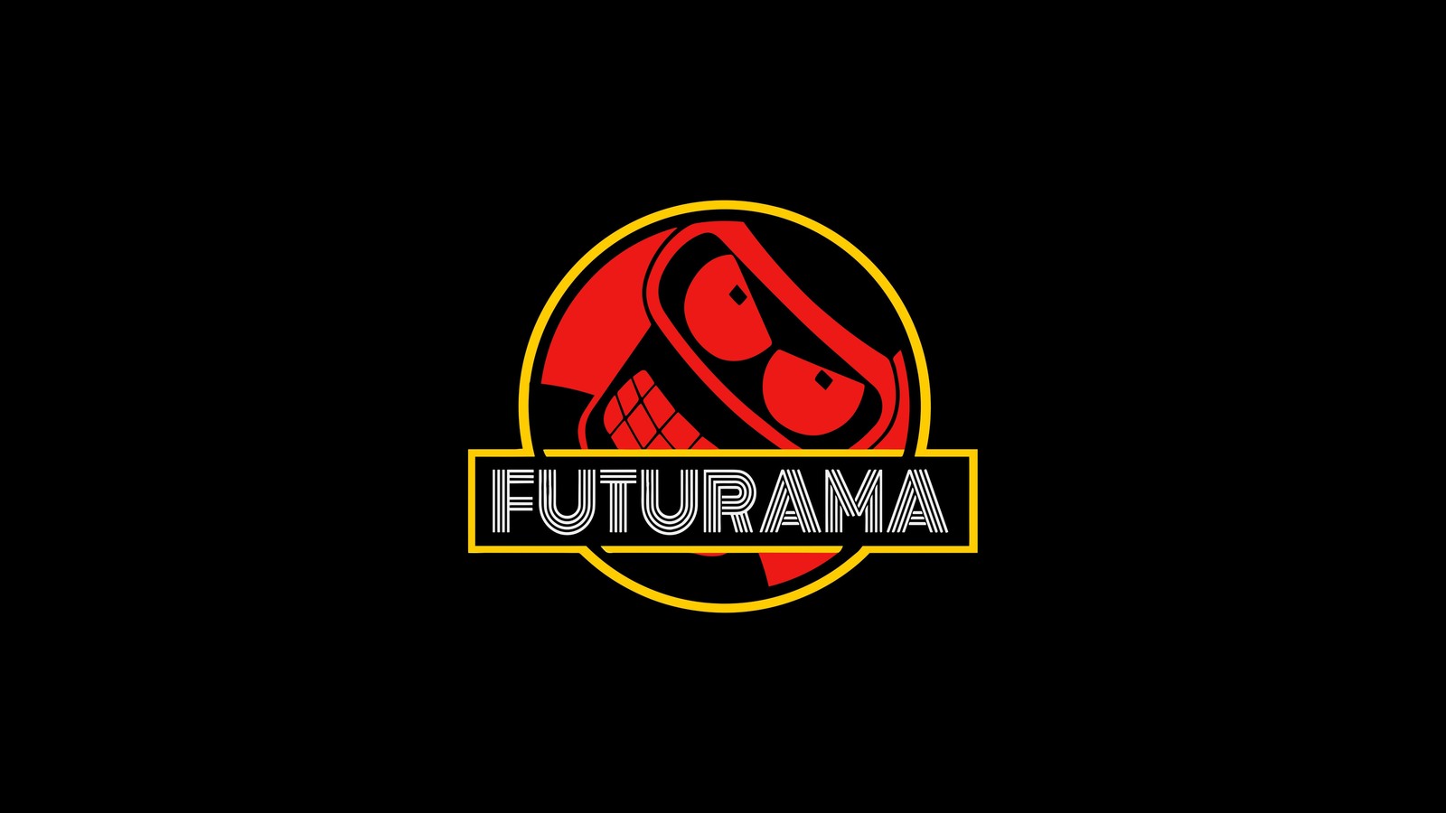 Un fondo negro con un logo rojo y amarillo y un fondo negro con un logo rojo y amarillo (bender futurama, amoled, caricatura, 5k, fondo negro)