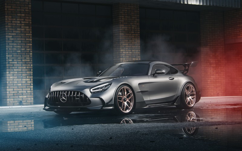 Мерседес gts купе показан на темном фото (мерседес амг гт черная серия, mercedes amg gt black series, cgi, машины, обои 4k)