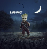 Yo soy Groot: El icónico personaje de Marvel en un paisaje nocturno místico