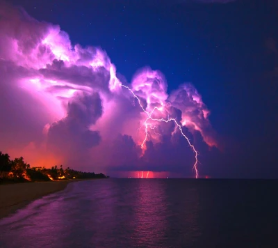 hermoso, azul, nube, iluminación, naturaleza