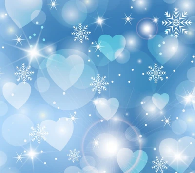 abstract, background, hearts, light, snowflake