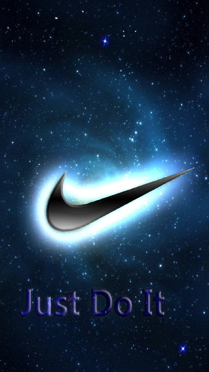 Близкий план логотипа nike на синем фоне (galaxy wallpaper, nike)