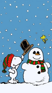 brown, peanuts, christmas, holiday, snowman wallpaper