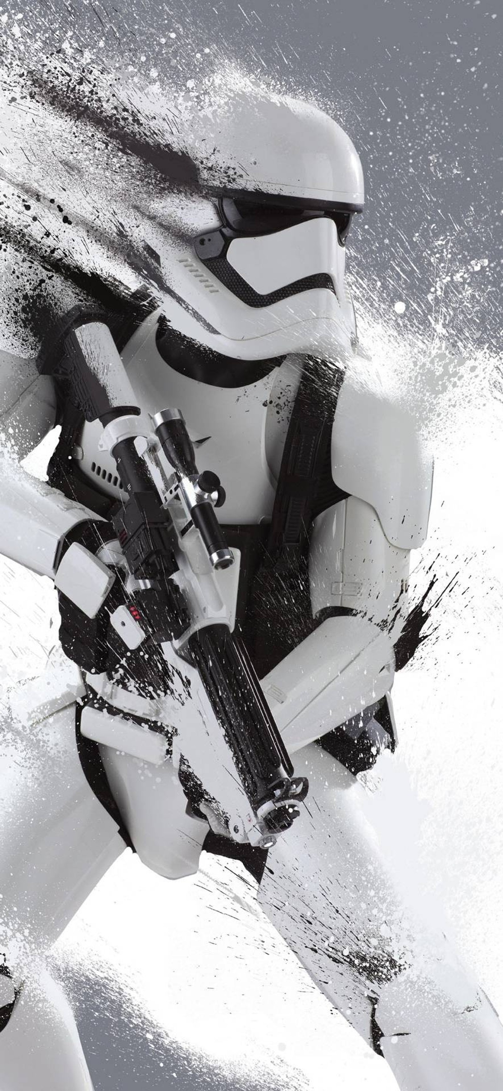 There is a storm trooper holding a rifle in the snow (star wars, strong, trooper)