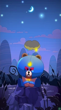 Nighttime Bear Warrior: Ready for Battle in Brawl Stara