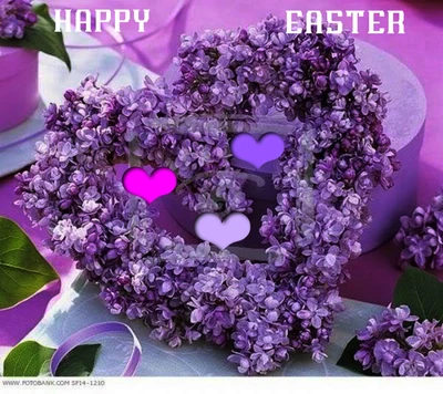 Vibrant Purple Floral Heart for a Joyful Easter Celebration