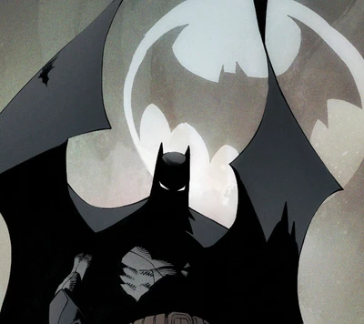 Batman Emerging from Shadows with Iconic Batsymbol