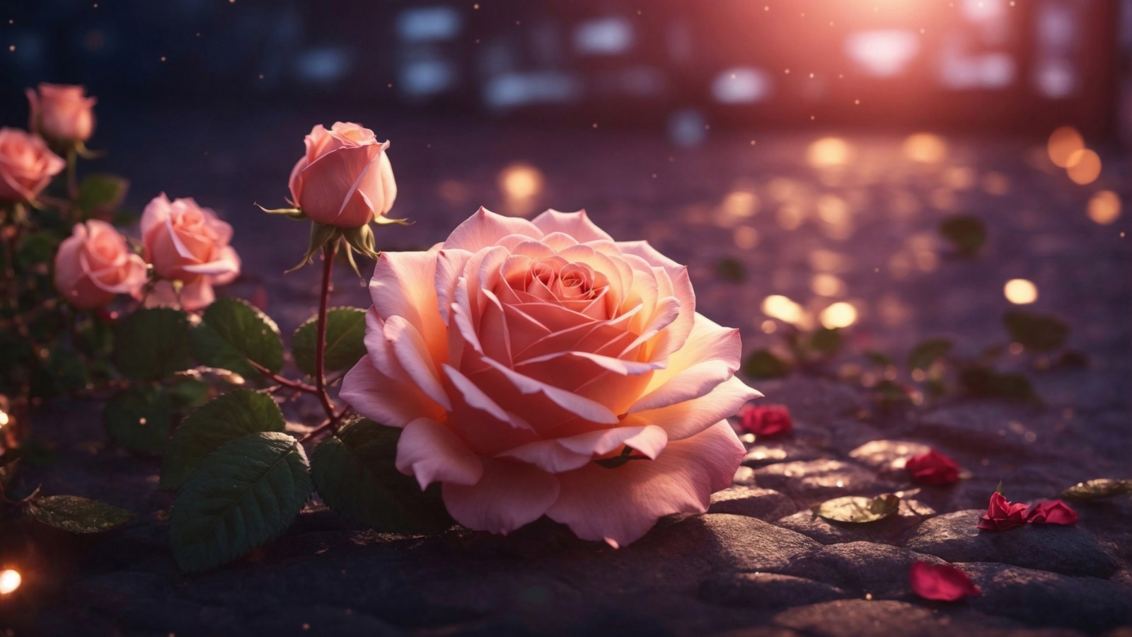 pink, rose, flowers, flower, digital art wallpaper