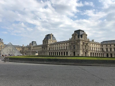 louvre, gemälde, architektur, wolke, fassade