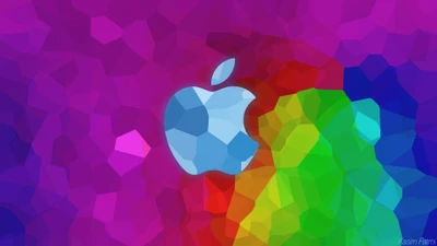 Logotipo da Apple colorido com padrão geométrico abstrato