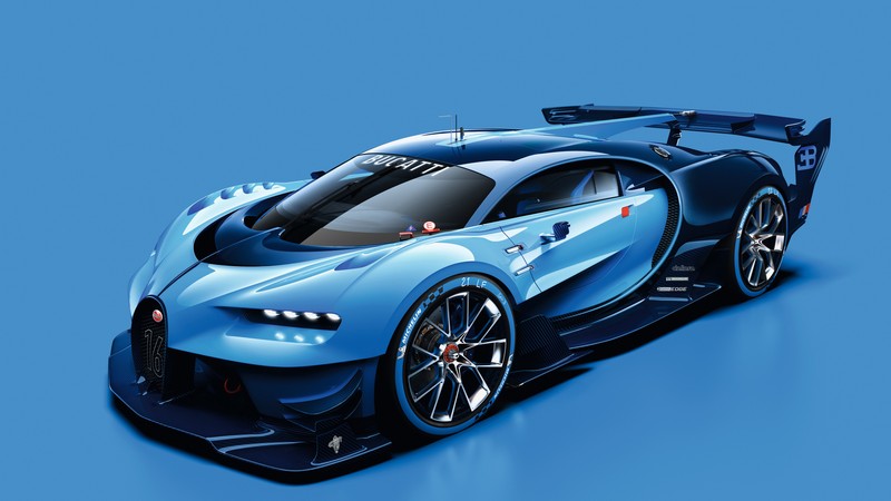 Синий bugatti на синем фоне (bugatti vision gran turismo, машины, bugatti veyron, международное автосалон в германии, шина)