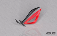 Emblema da ASUS República dos Gamers com gráficos dinâmicos em vermelho e preto