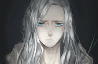 Emotive Anime Portrait with Silver Hair and Striking Blue Eyes