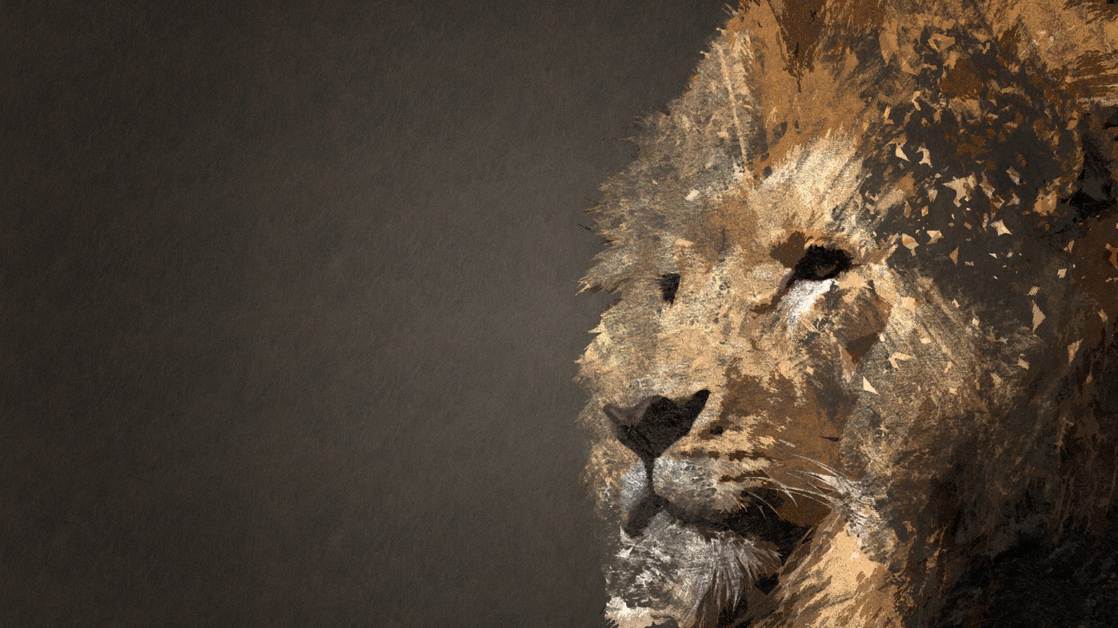 Arafed image of a lion with a black background (head, eye, felidae, water, lion)