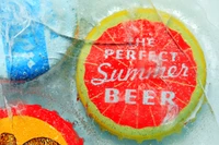 the perfect summer beer, bottle cap, ice cold, macro, frozen wallpaper