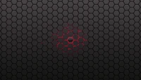 Symmetrical Red Hexagonal Pattern on Metallic Carbon Background