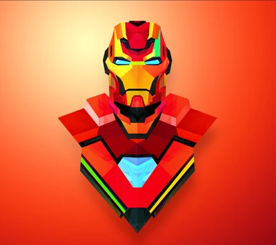 Vibrant Geometric Portrait of Iron Man