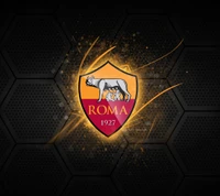 Logo da AS Roma: Emblema de futebol preto e dourado